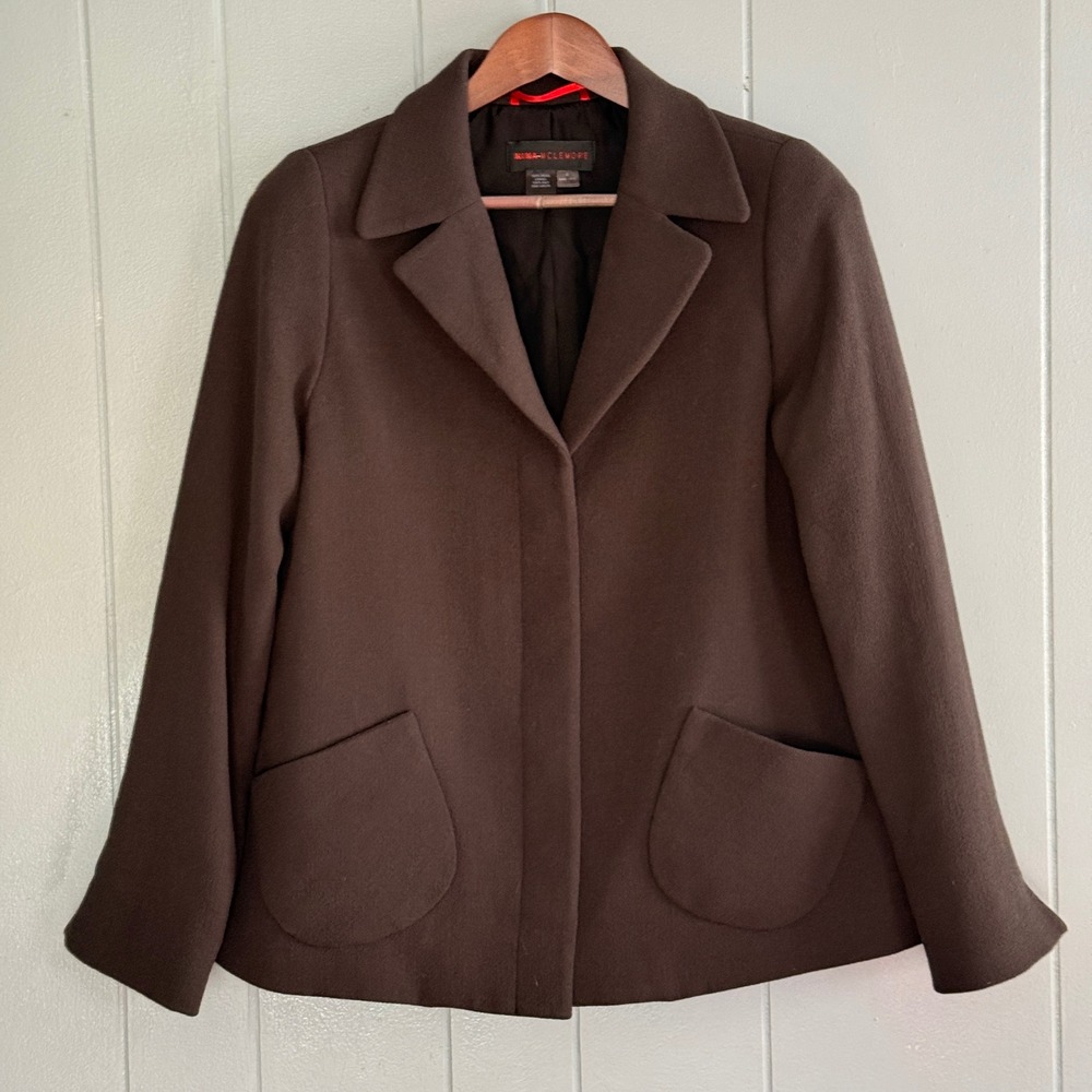 Nina McLemore Brown 100%‎ Wool Silk Lined Blazer Jacket Made in USA Womens 6